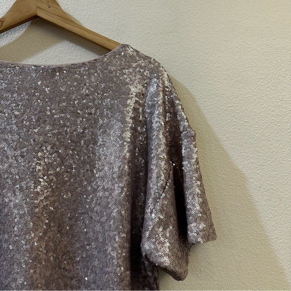 Anthropologie by Anthropologie Sequin Cropped Tee Grey Size XL - Picture 10 of 11